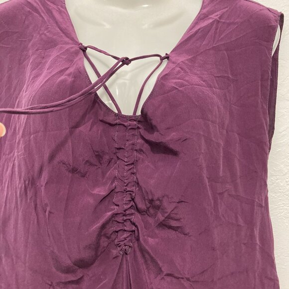 Tea and Honey Anthropologie Silk Blouse Top Sleeveless Burgundy Lightweight L - Picture 4 of 9